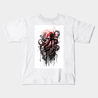 Octopus Portrait Ink Painting Kids T-Shirt